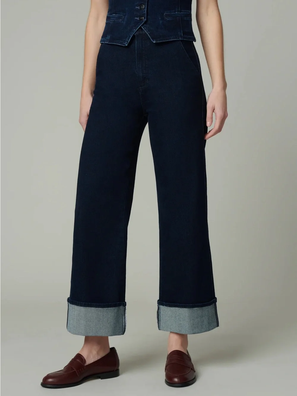 Joe’s Jeans Dark Wash High Rise Wide Leg Cuffed Jeans Size 24